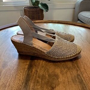 Eric Michael stormy gray Slip On Slingback Summer Wedge Espadrille Shoes